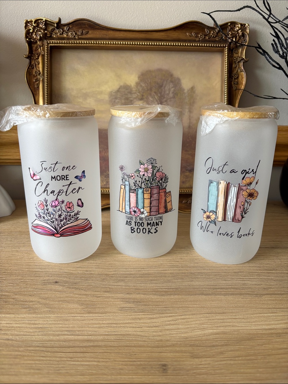 Book Lover Frosted Glass Tumbler